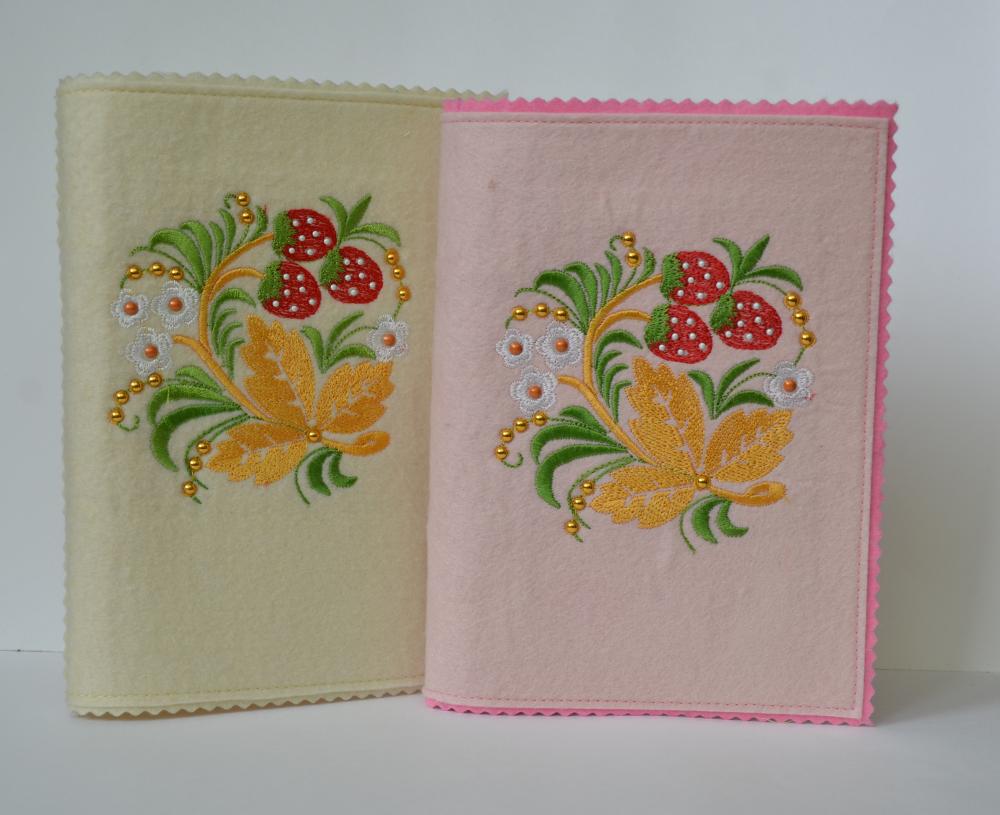 Strawberry and flowers embroidery design