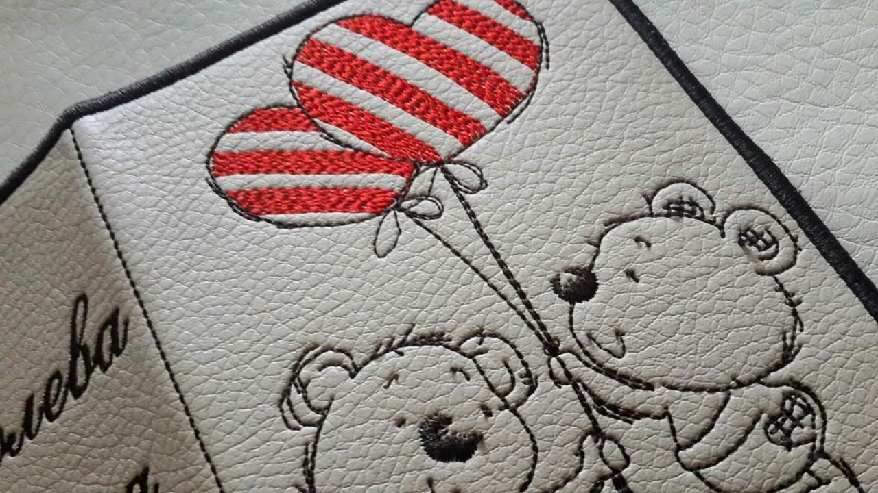 Bears and balloon embroidery design