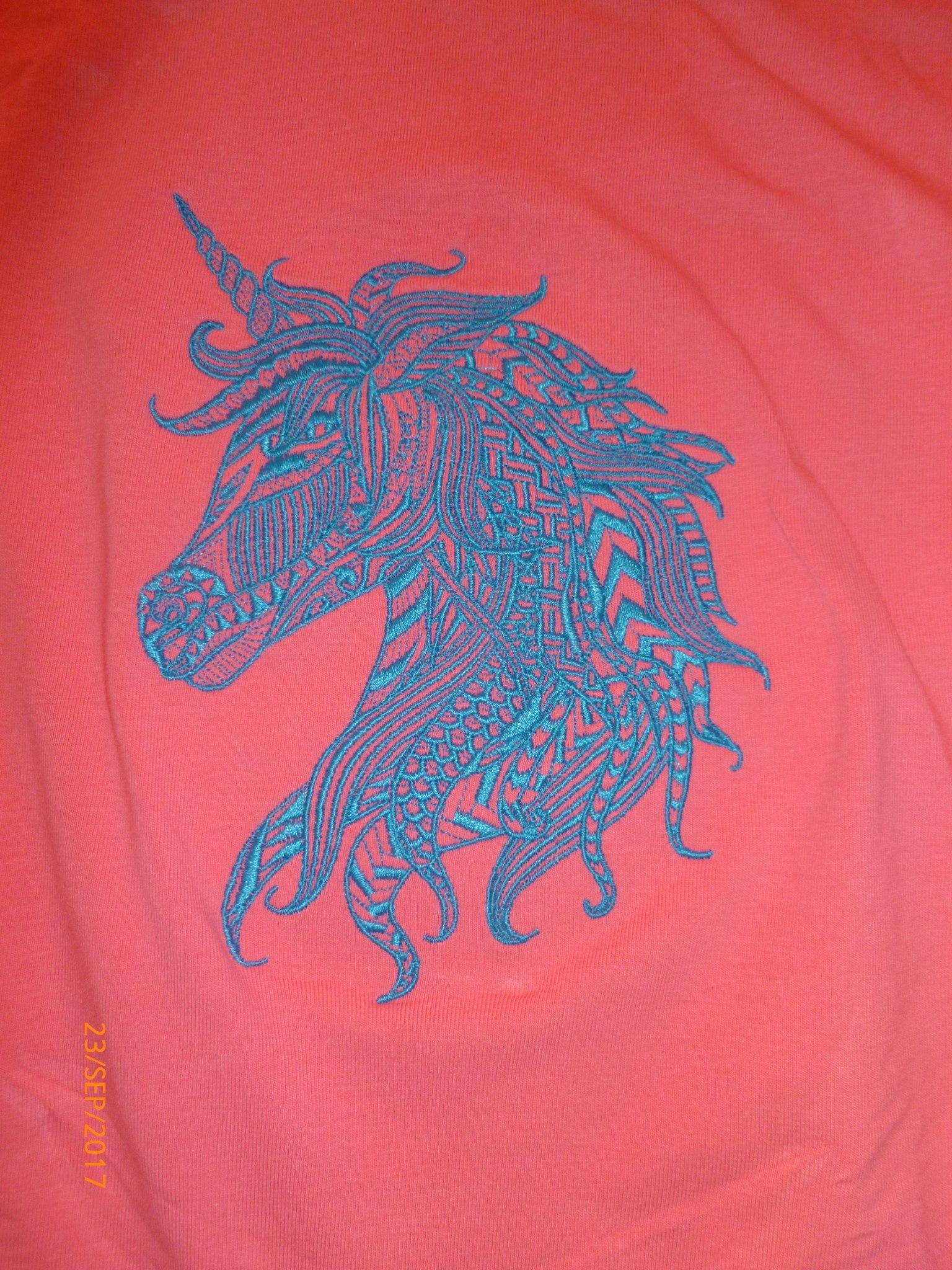Mosaic unicorn embroidery design