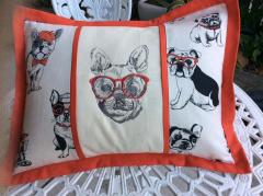 Upgrade Your Home Décor with an Embroidered Cushion Featuring a Dog in Glasses Design