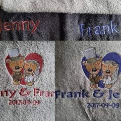 Plush bride and groom embroidery design