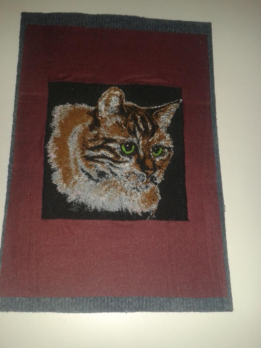 Portrait of red cat embroidery design