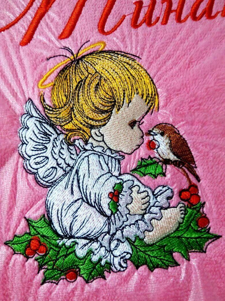 Close up Christmas angel embroidery design