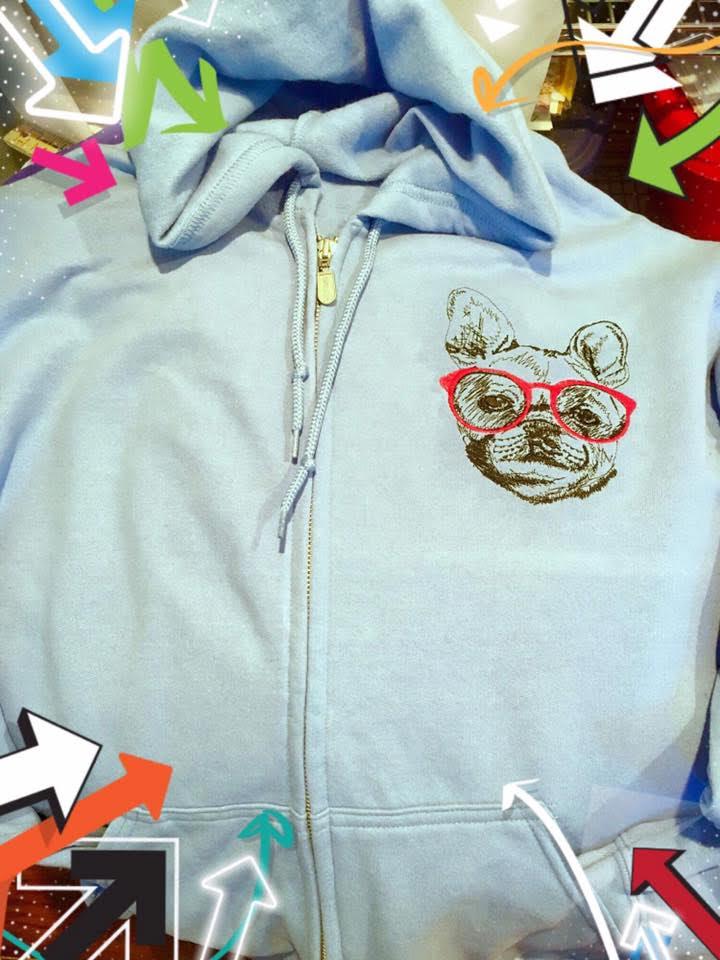 Embroidered hoodie Dog in glasses