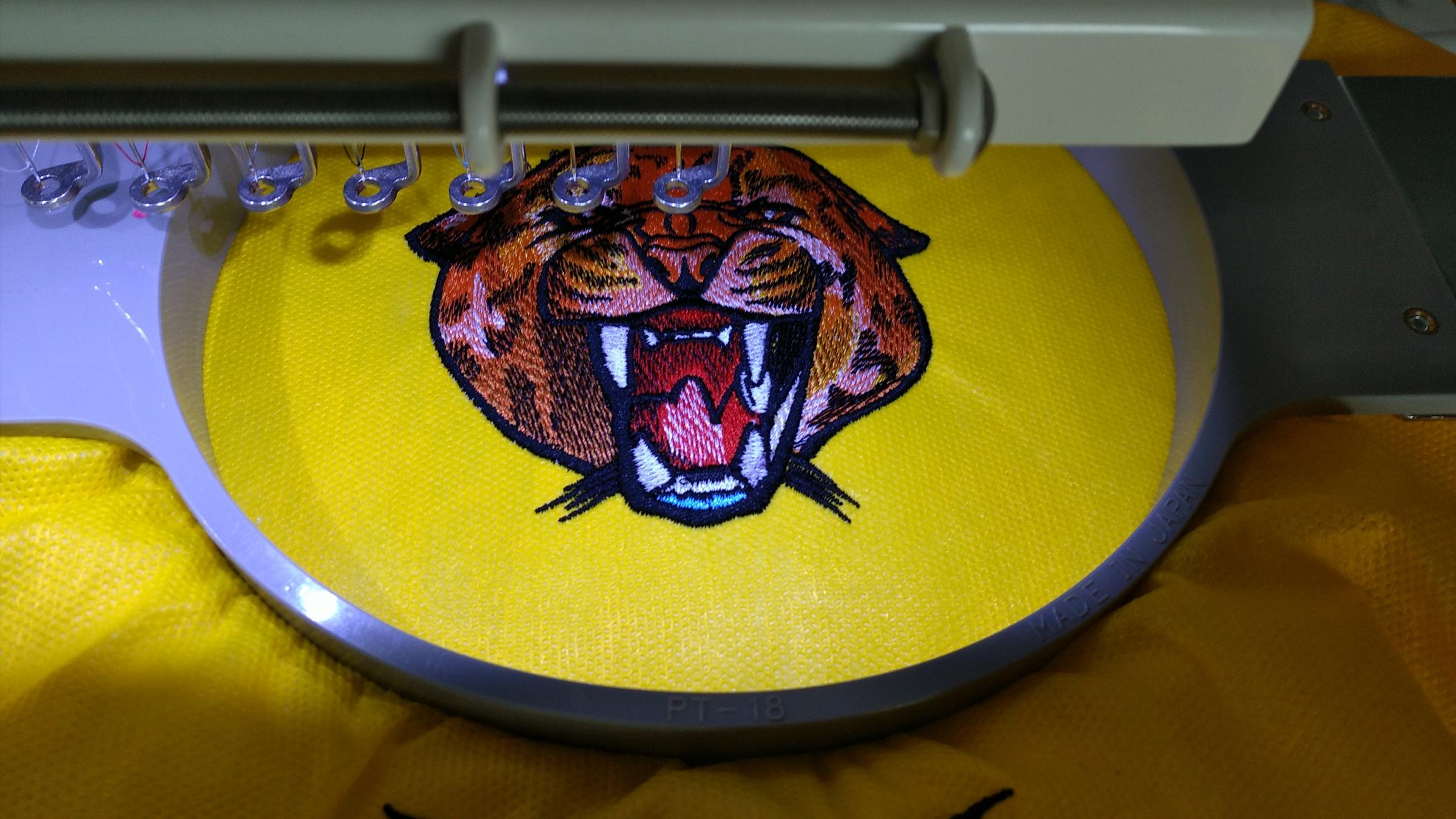 Wild cheetah embroidery design in progress