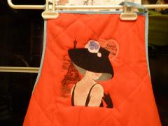 Embroidered apron with French coquette design
