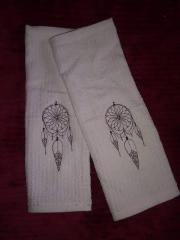 Embroidered towels with Black dreamcatcher free design