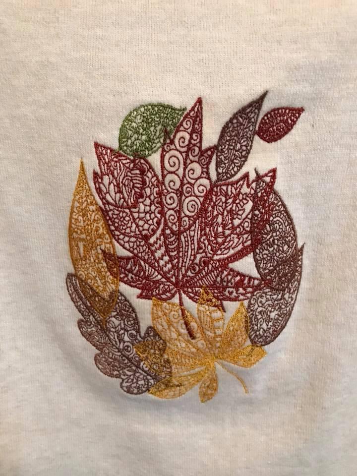 Colored autumn leaves embroidery design - Decoration embroidery ...