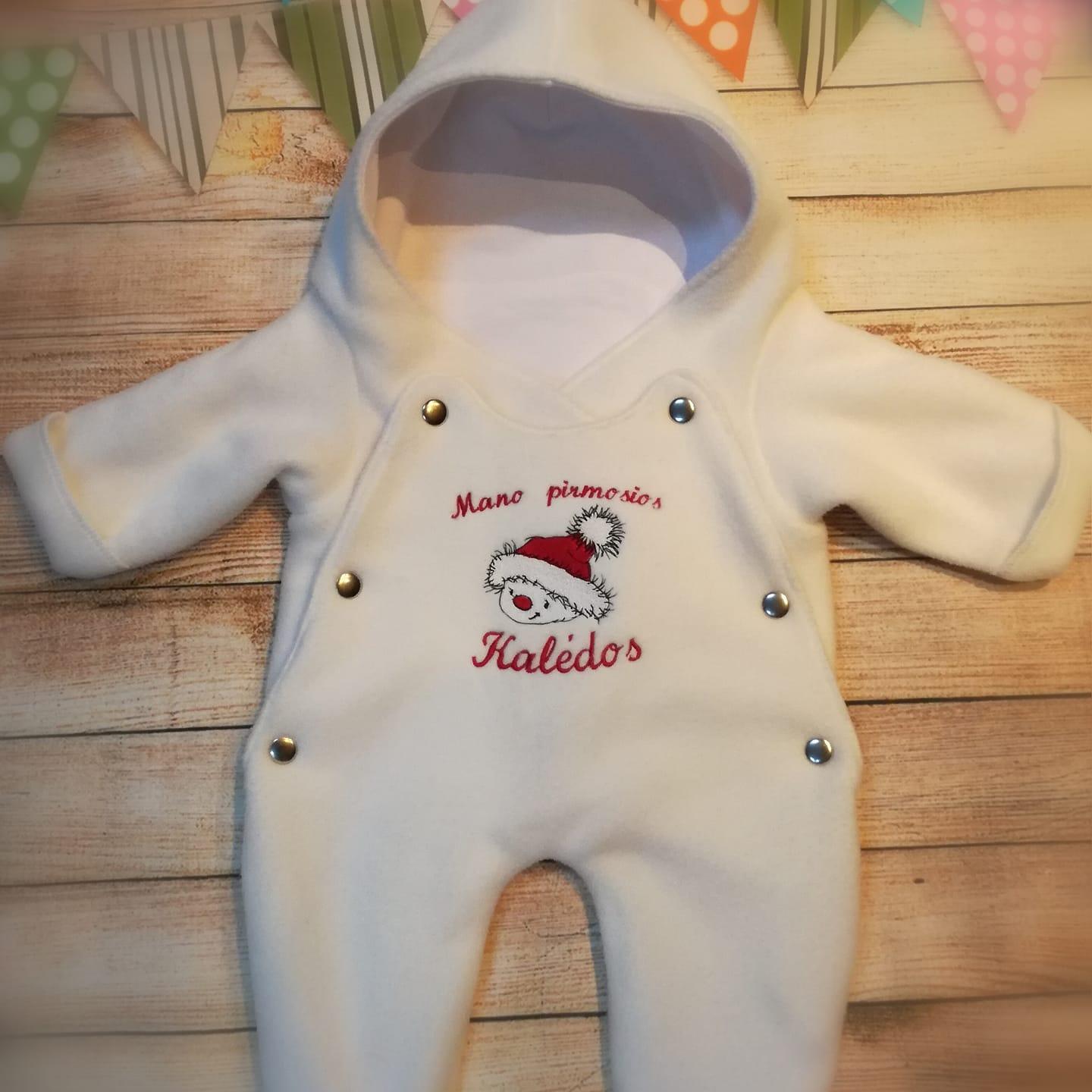 Embroidered baby romper with Christnas snowman free design