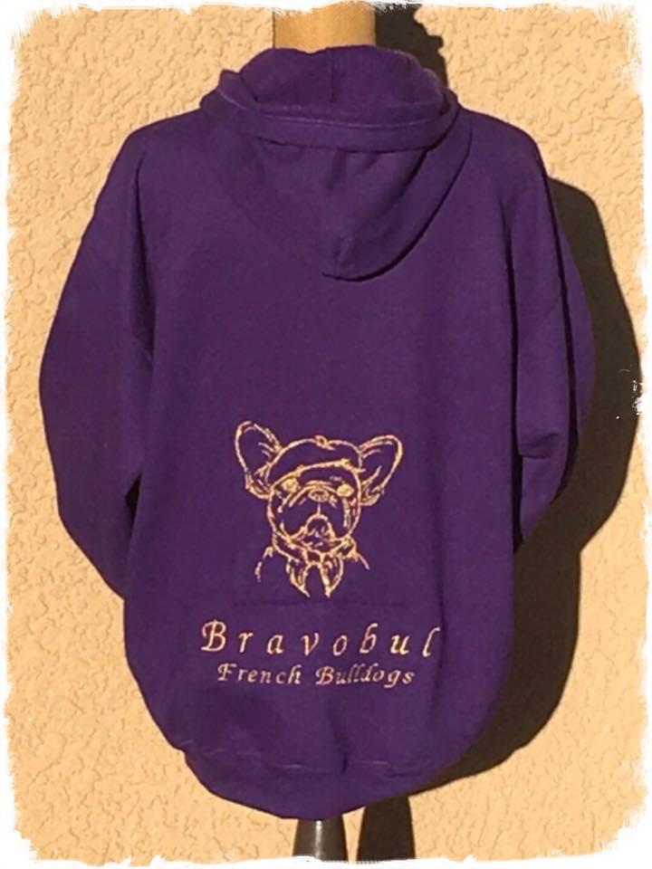 Embroidered hoodie with Bulldog in beret free design
