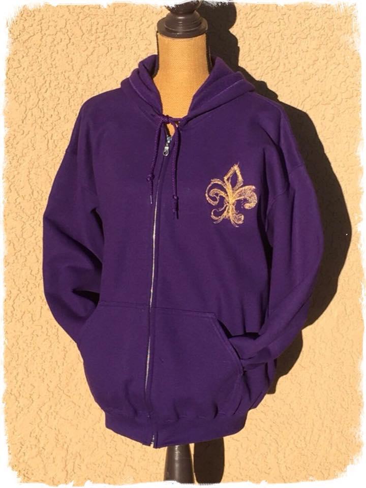 Embroidered hoodie with Fleur-de-lis design