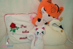 Embroidered cushion and textile figures with rose free design