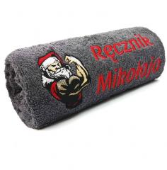 Embroidered towel with Strong Santa Claus design