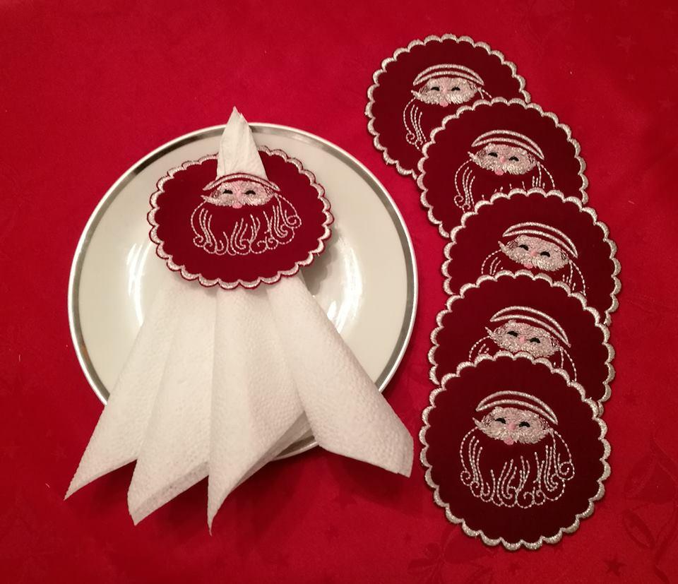 Embroidered napkin holder with Santa Claus free design