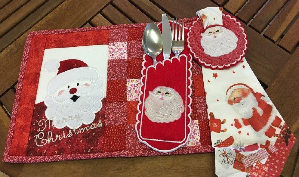 Embroidered serving set with Santa Claus free design