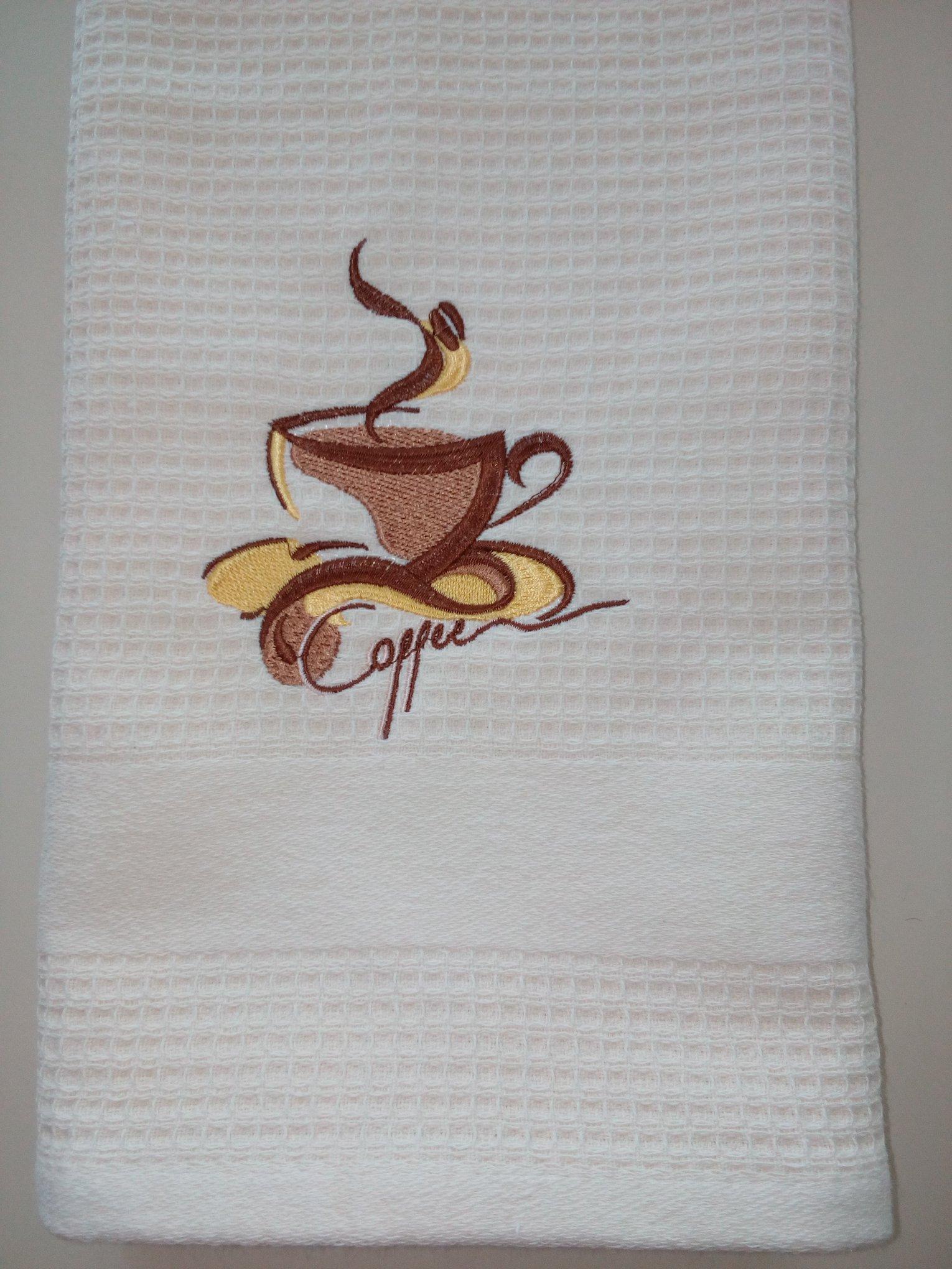 Embroidered towel Cup of coffee free design
