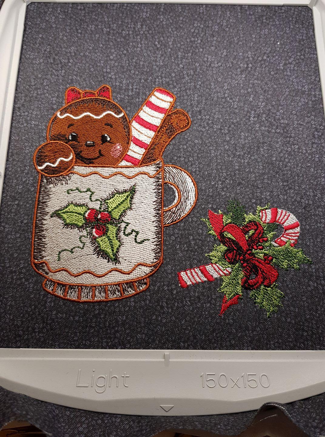 In hoop Gingerbread in the mug embroidery design