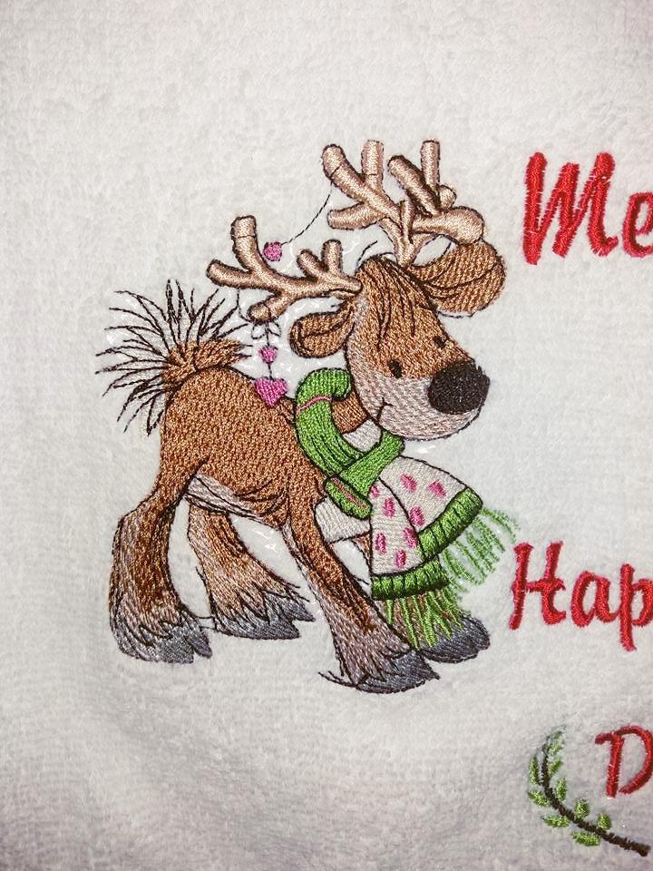 Winter deer embroidery design