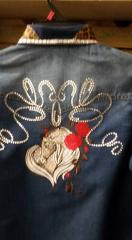 Back of embroidered jacket with Horse heart design