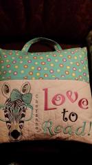 Embroidered pillow with zebra in glasses free design