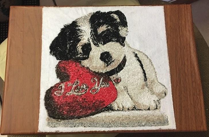 Embroidered picture with cute little dog free design