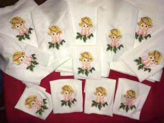 Towels with Christmas angels embroidery design