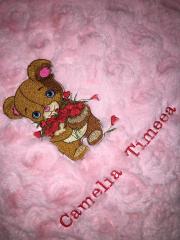 Shy Teddy bear machine embroidery design and name