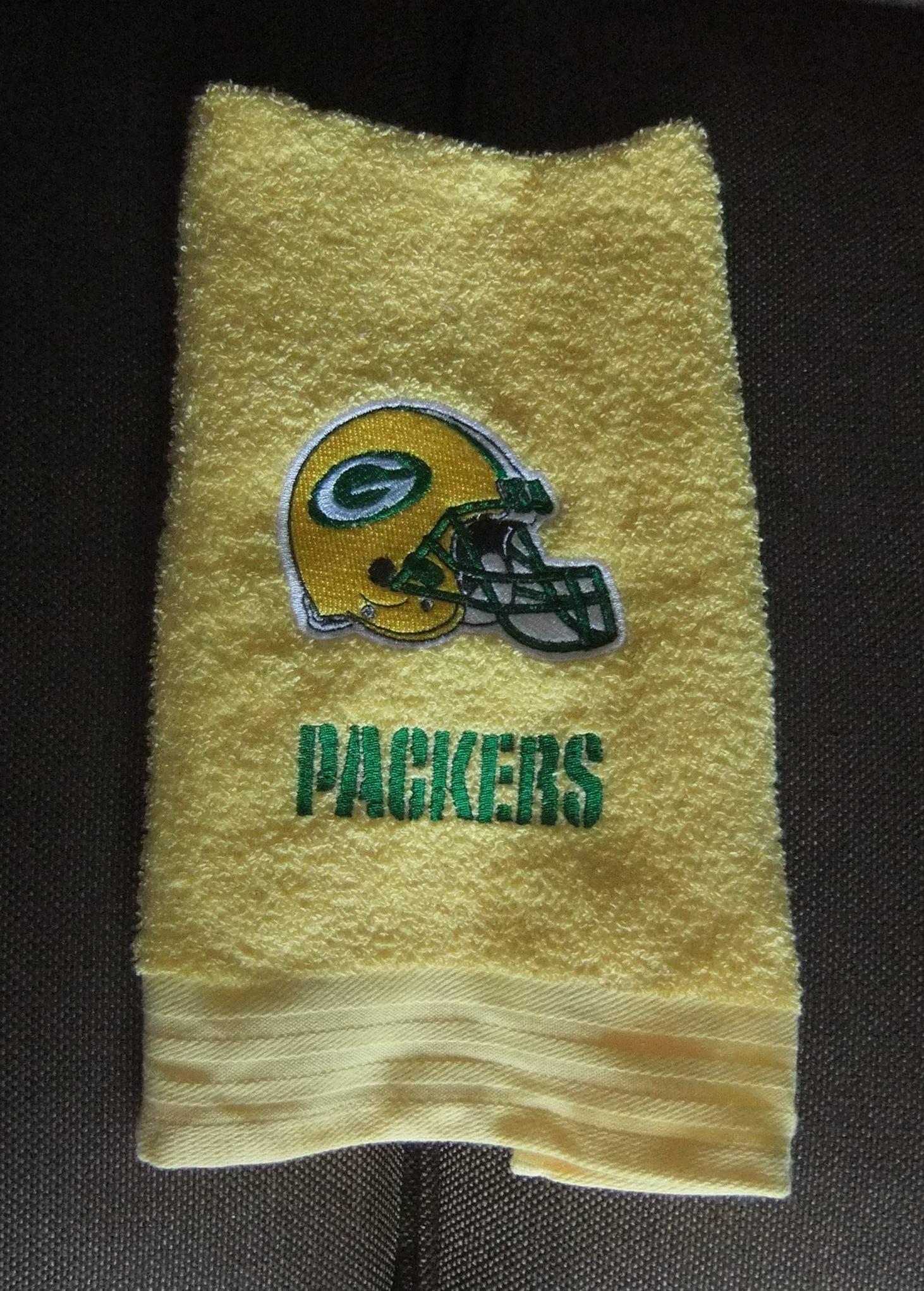 Green Bay Packers' logo on a towel