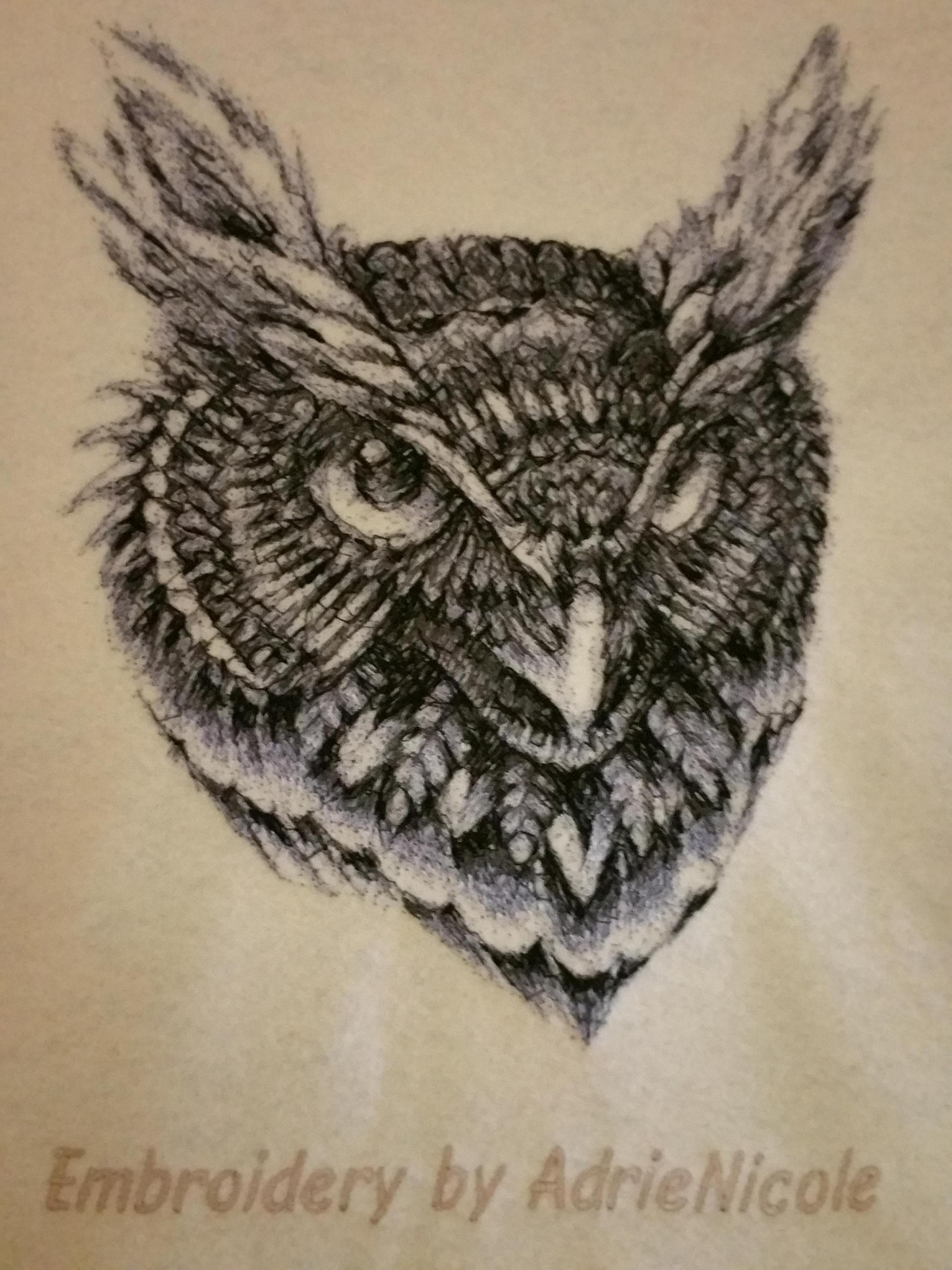 Black owl free embroidery design