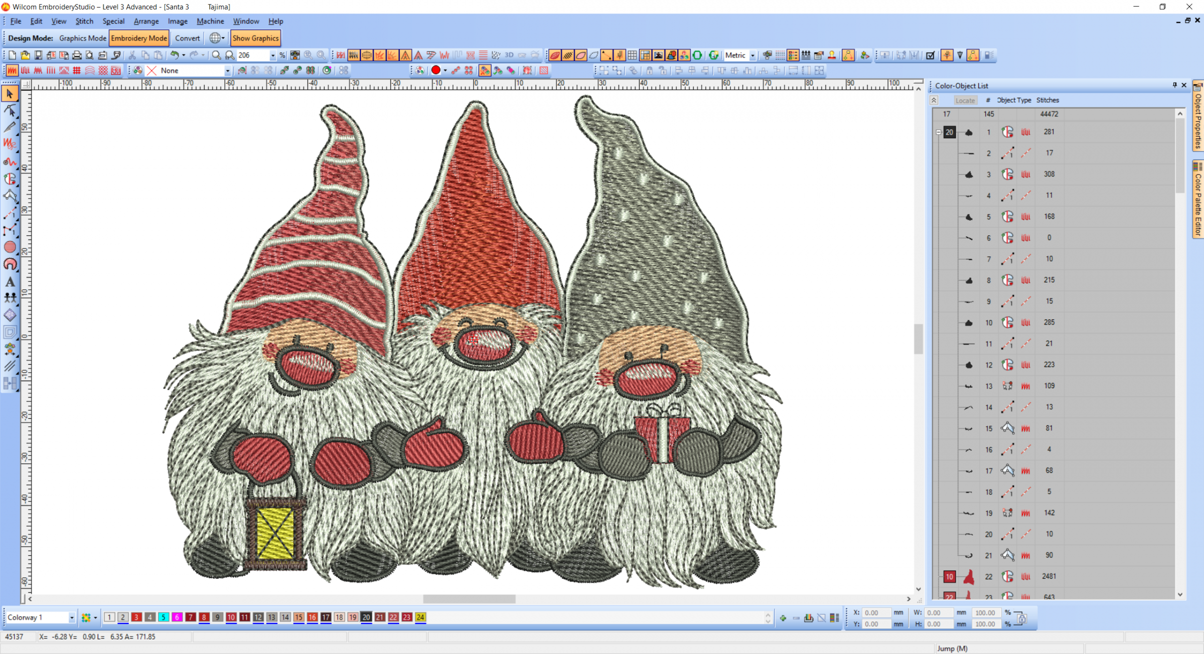 3 Christmas dwarfs embroidery design preview
