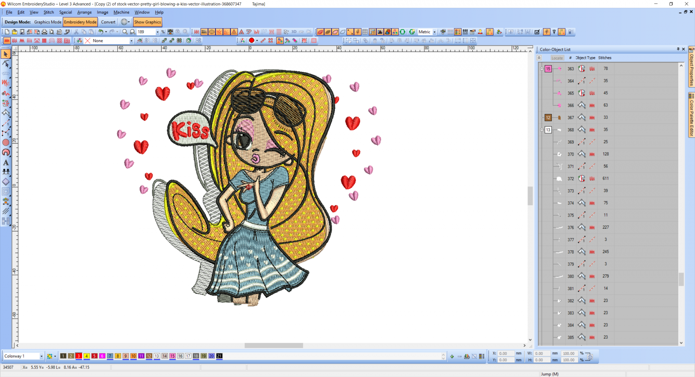 Anime embroidery design preview