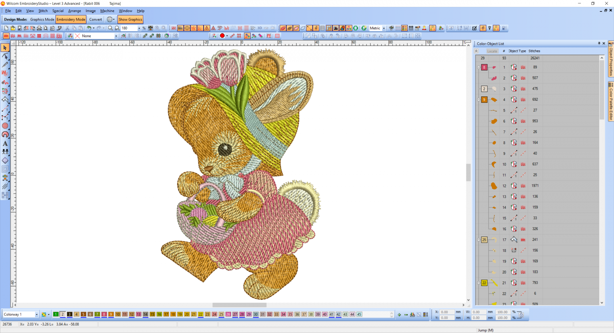 Cute Easter Bunny embroidery digitizing preview