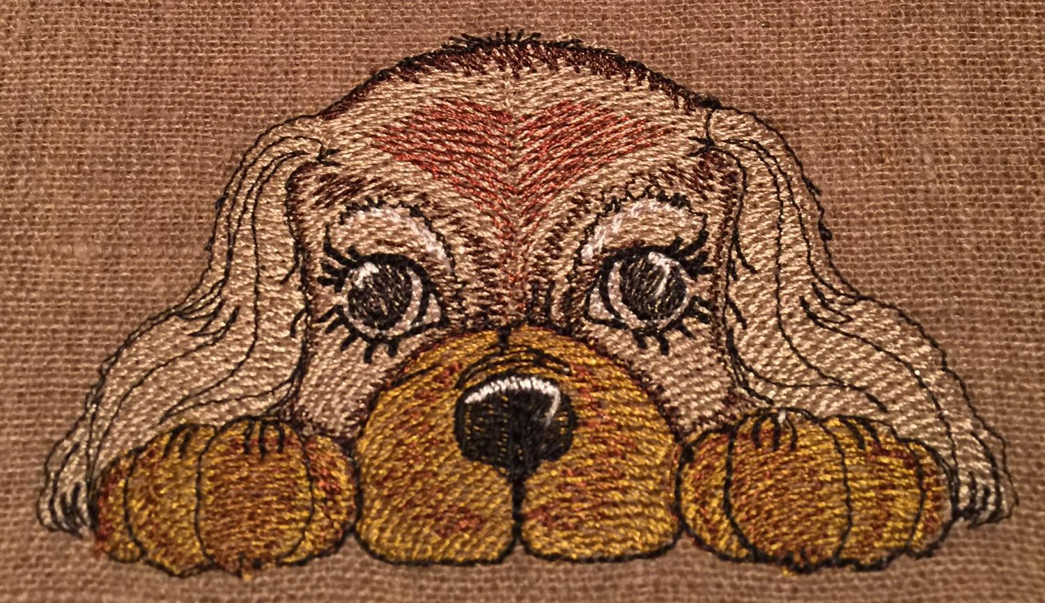 Cute spaniel embroidery design