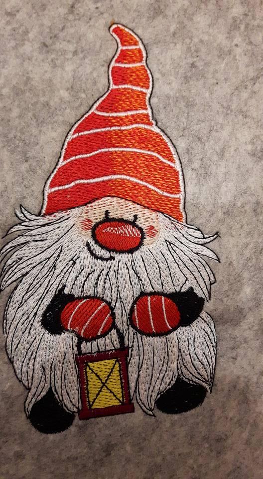 Dwarf with lamp embroidery design