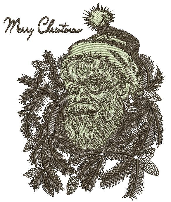 Santa Claus embroidery design hipster version