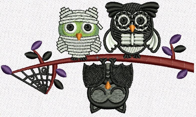 Halloween owls embroidery design