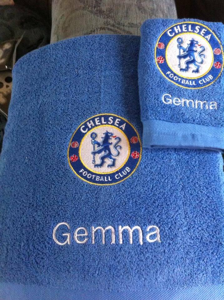 Embroidered towels with Chelsea logo
