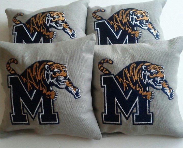 Memphis tigers logo at embroidered pillow
