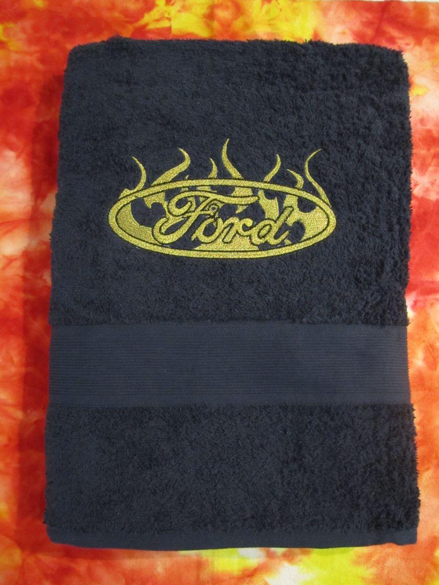 Embroidered towel witl Ford logo