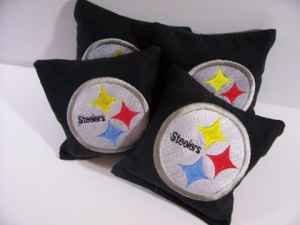 Pittsburgh Steelers logo embroidered at pillow