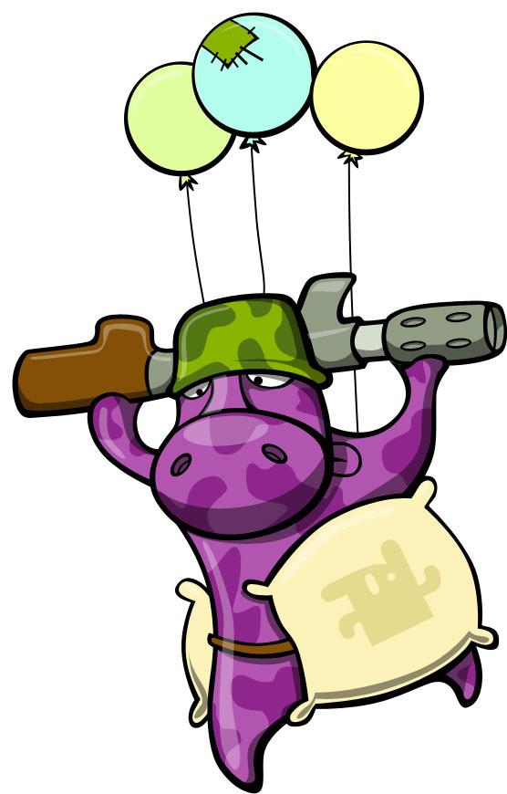 Flying Hippo with gun Art
