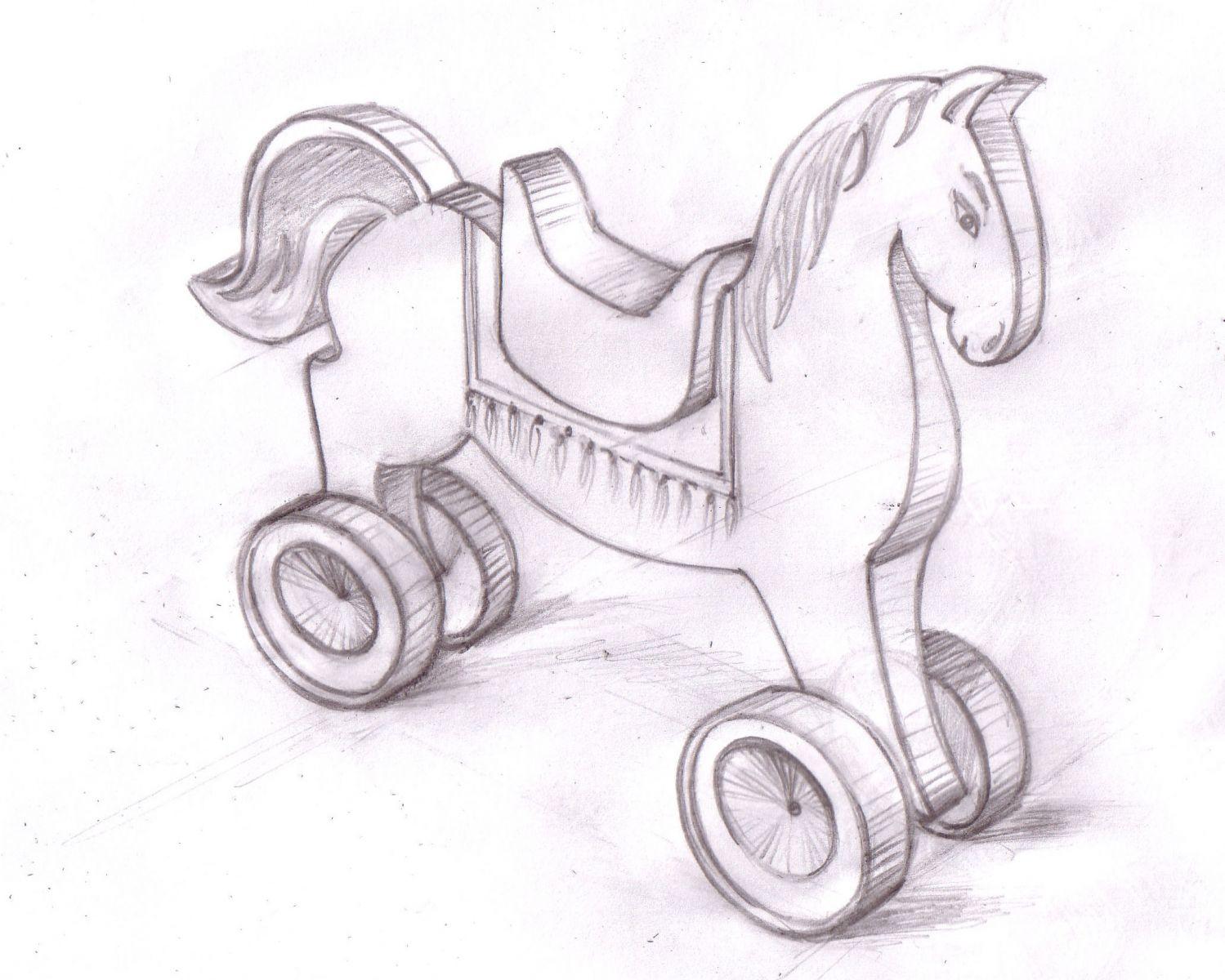 Toy wooden horse scetch