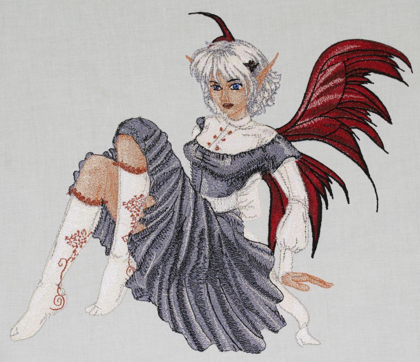 Grey Big fairy embroidery design