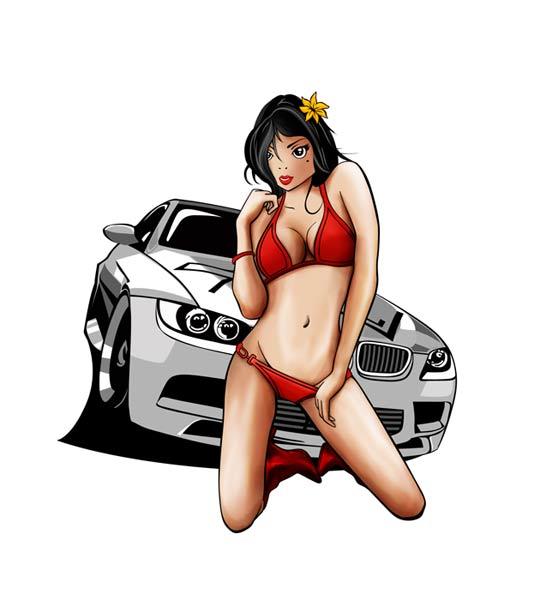 Sexy girl and BMW original art