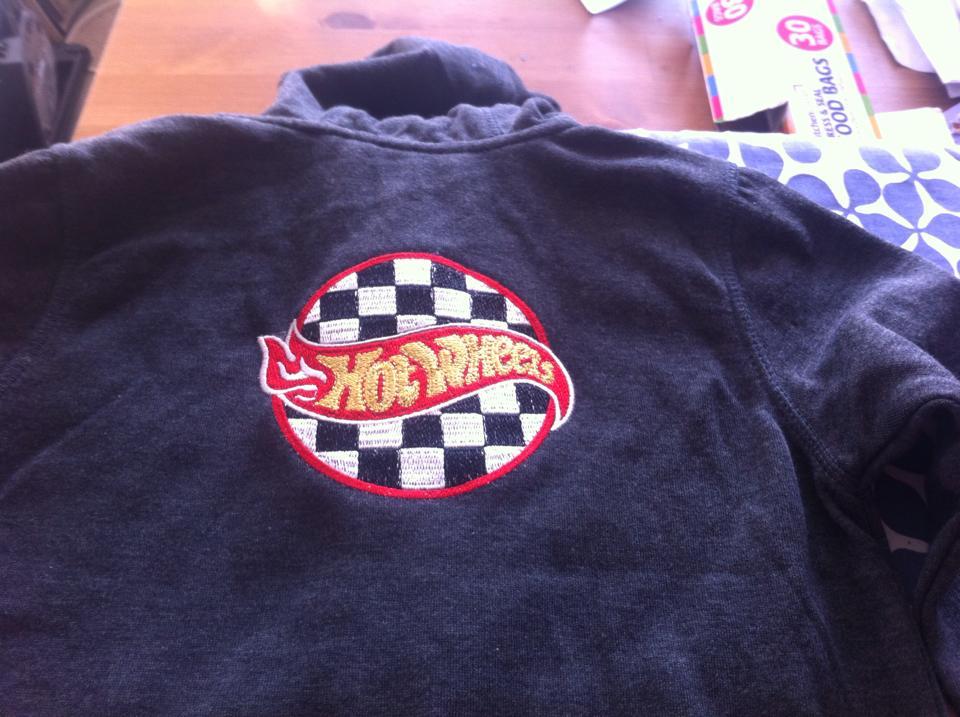 Jacket with Hot Wheels logo embroidery design