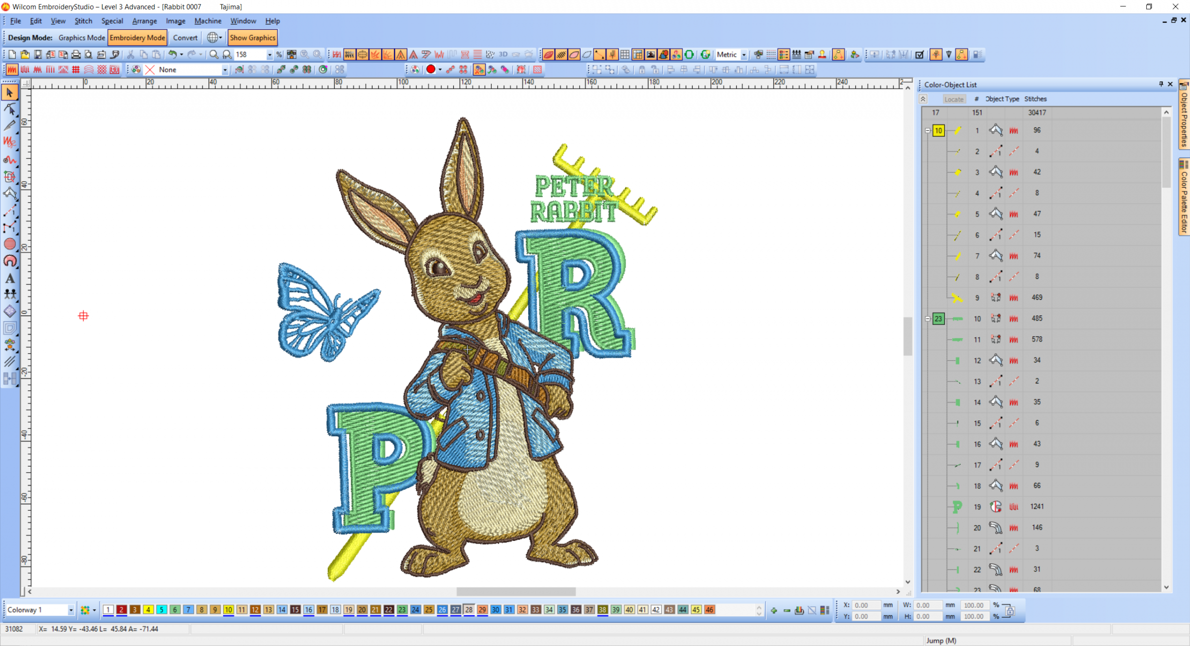 Peter rabbit embroidery design preview