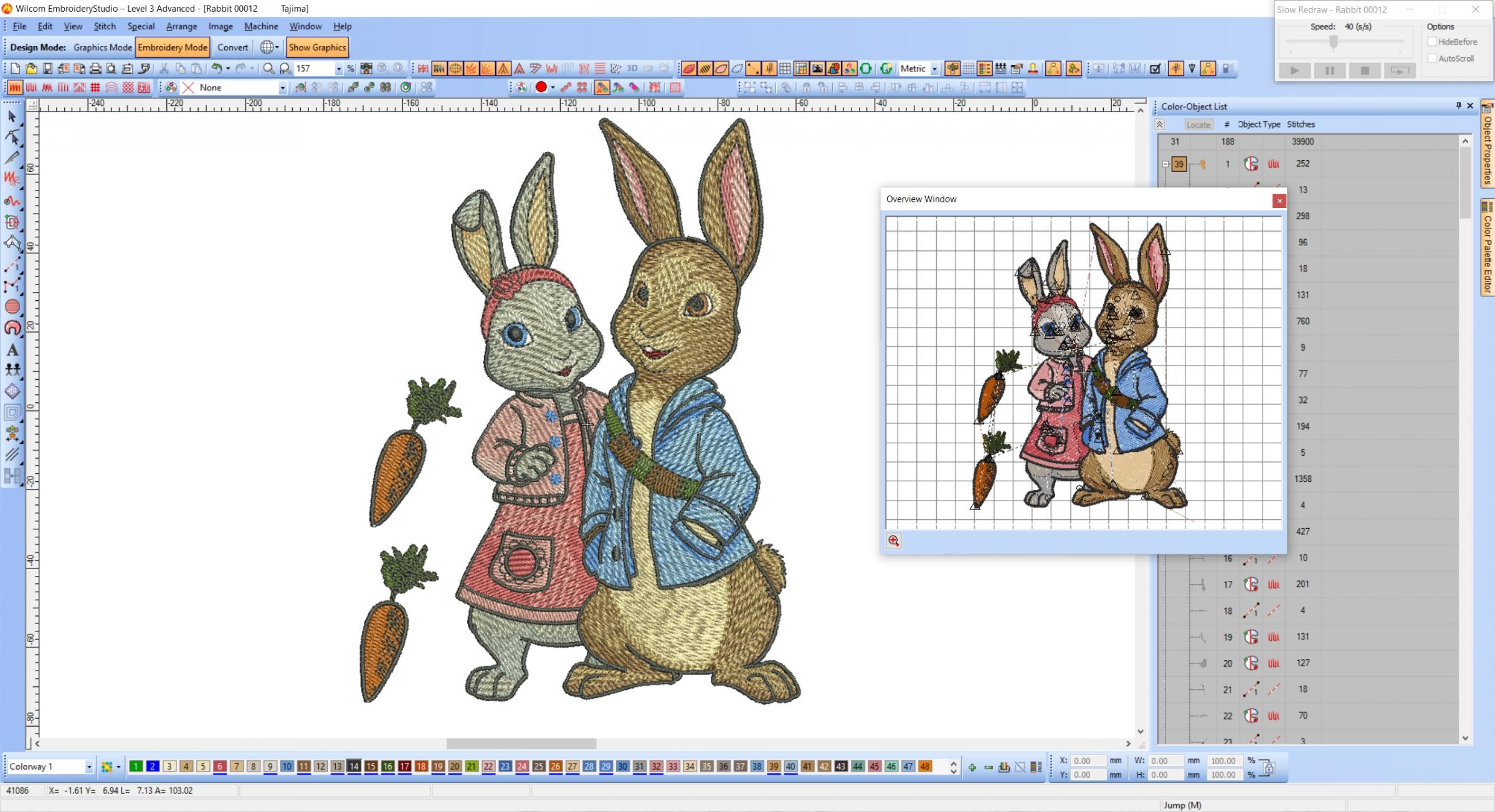 Two cute bunnies embroidery design preview