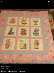 Embroidered quilt with funny toys design