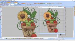 Flower pot with sunflower embroidery design preview
