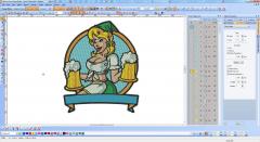 Oktoberfest girl with pot beer embroidery screen shot